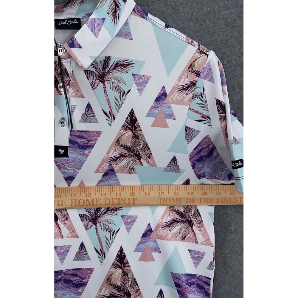 Bad Birdie‎ NEW Medium Golf Polo "Cali" Floral Palm All Over Print Geometric - Picture 6 of 10